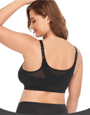 2 Pcs Size L Women's Wireless Large-Cup Lace Bra with Front Clasp - Comfortable, Breathable, Black