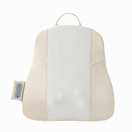 Beige Slim Wireless Shiatsu Back Massager Cushion - Rechargeable Heated Massage Pad for Full Back Relief