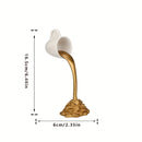 2 Pcs White Cup With Golden "Spill" And Base Magic Pouring Coffee Cup Sculpture - Unique Resin Tabletop Art Accent