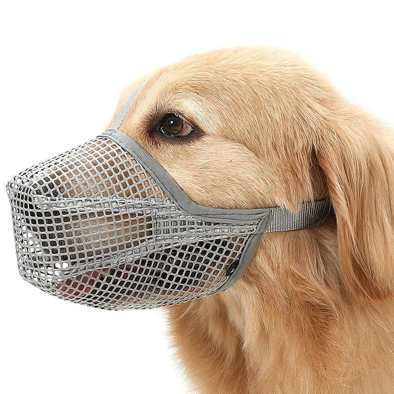 2 Pcs Size XS Grey Breathable Mesh Dog Muzzle - Anti-Barking, Biting & Chewing - Adjustable & Comfortable Nylon Muzzle for Dogs