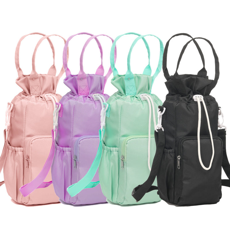 Pink Insulated Tumbler Carrier Bag - Crossbody Water Bottle Holder with Pockets & Adjustable Strap for Large Cups (Note: cup not included)