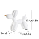 White Modern Resin Balloon Dog Sculpture - Playful Art Figurine with Golden Snout Accent