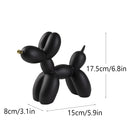 Black Modern Resin Balloon Dog Sculpture - Playful Art Figurine with Golden Snout Accent