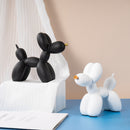 Black Modern Resin Balloon Dog Sculpture - Playful Art Figurine with Golden Snout Accent