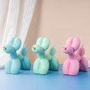 Pink Modern Resin Balloon Dog Sculpture - Playful Art Figurine with Golden Snout Accent