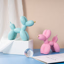 Pink Modern Resin Balloon Dog Sculpture - Playful Art Figurine with Golden Snout Accent