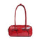 Red Chic PU Leather Baguette Shoulder Bag - Elegant Bow Accent Underarm Handbag for Women