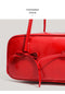 Red Chic PU Leather Baguette Shoulder Bag - Elegant Bow Accent Underarm Handbag for Women