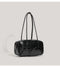 Black Chic PU Leather Baguette Shoulder Bag - Elegant Bow Accent Underarm Handbag for Women