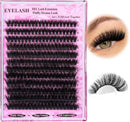 3 Pcs Black Mega Volume 200D DIY Lash Clusters - D Curl Faux Mink, Fluffy Drama Look, Mixed Lengths (14-20mm) for Custom Extensions