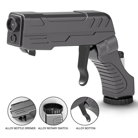 Black Champagne & Beer Spray Gun - Ultimate Party Starter & Drink Dispenser with Bottle Opener