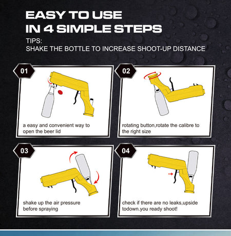 Black Champagne & Beer Spray Gun - Ultimate Party Starter & Drink Dispenser with Bottle Opener