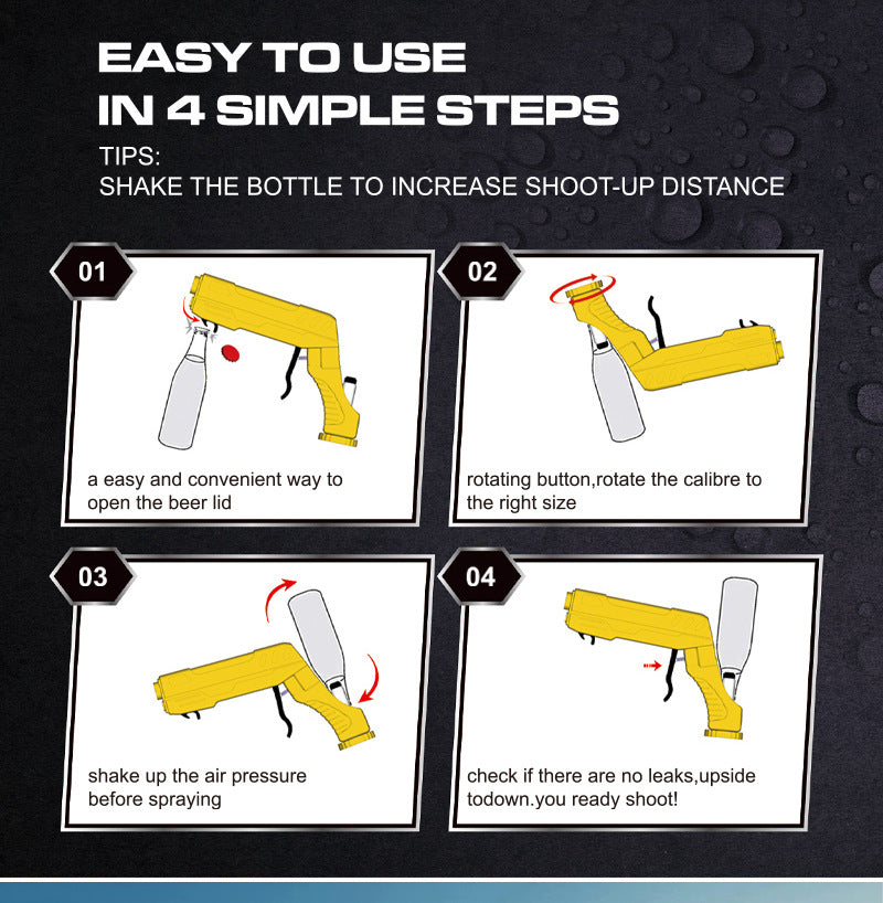 Black Champagne & Beer Spray Gun - Ultimate Party Starter & Drink Dispenser with Bottle Opener