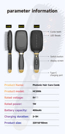 Black Advanced 3-in-1 Scalp & Hair Care Massage Comb - Red Light Therapy, EMS Microcurrent & Vibration for Healthy Hair Growth