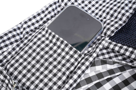 Black and White Checkered Comfortable Pet Sling Carrier for Small Dogs & Cats - Breathable Cotton Checkered Bag, Hands-Free, Safety Features