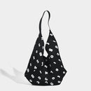 Black and White Chic Number Print Canvas Tote Bag - Lightweight Polyester Shoulder Bag for Everyday Essentials & A4