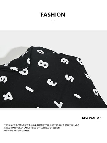 Black and White Chic Number Print Canvas Tote Bag - Lightweight Polyester Shoulder Bag for Everyday Essentials & A4