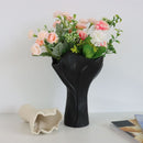Black Elegant Off-White Ceramic Vase - Modern Sculptural Flower Holder with Wide Fluted Opening