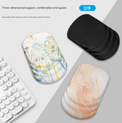 Black Ergonomic Mouse Pad with 3D Silicone Gel Wrist Rest - Stylish Comfort & Support for Office & Home