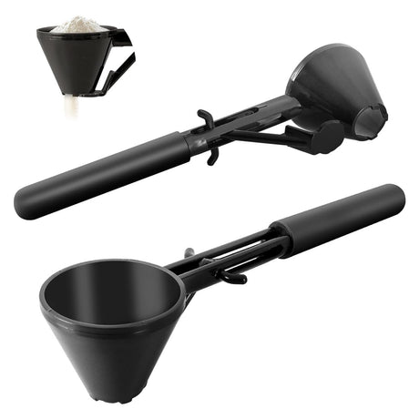 Black 2-Pack No-Spill Sliding Scoop & Funnel - Mess-Free for Protein Powder, Coffee, Formula