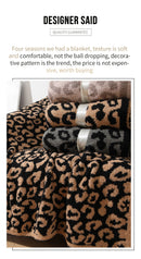 Beige Luxurious Leopard Print Knit Throw Blanket - Ultra-Soft Jacquard Plush for Sofa, Bed & Cozy Comfort (130x150cm)