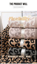 Beige and Khaki Luxurious Leopard Print Knit Throw Blanket - Ultra-Soft Jacquard Plush for Sofa, Bed & Cozy Comfort (130x150cm)