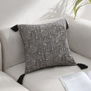Black Chic Geometric Jacquard Cushion Covers with Tassels - Set of 2, Plush Blend for Sofa & Bed Decor (45x45cm, Insert Not Included)