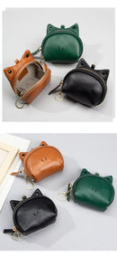 Beige Leather Frog Design Coin Purse - Cute Cartoon Mini Wallet Pouch for Keys & Coins with Keyring