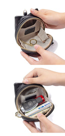 Beige Leather Frog Design Coin Purse - Cute Cartoon Mini Wallet Pouch for Keys & Coins with Keyring