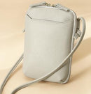 Beige Premium Leather Mini Crossbody Phone Bag - Stylish Multi-Pocket Organizer for Women
