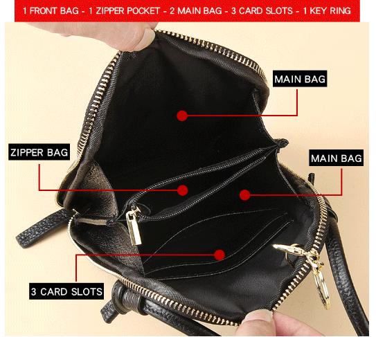 Beige Premium Leather Mini Crossbody Phone Bag - Stylish Multi-Pocket Organizer for Women