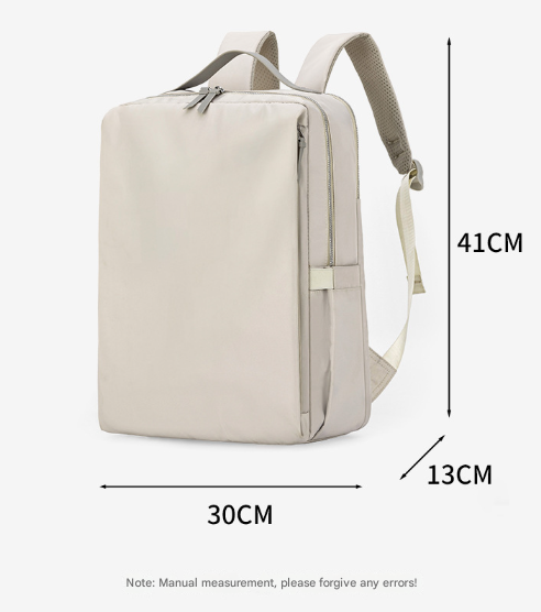Beige Slim Minimalist Laptop Backpack - Shockproof & Anti-Theft Design, Travel-Friendly with Luggage Strap, Water-Resistant