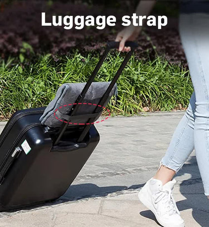 Black 2-in-1 Plush Travel Blanket & Pillow Set - Soft Flannel with Luggage Strap & Carabiner (50x60in)