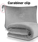 Black 2-in-1 Plush Travel Blanket & Pillow Set - Soft Flannel with Luggage Strap & Carabiner (50x60in)