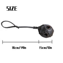 Black Durable Leather Dog Training Ball with Loop Handle - Interactive Bite & Tug Toy for Playful Pups