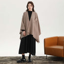Black Elegant Soft Knit Poncho Cape - Warm Autumn Winter Shawl Wrap with Side Tie, Thick & Luxurious Feel