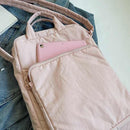 Beige Lightweight Nylon Vertical Crossbody Tote Bag - Casual Shoulder Bag with Adjustable Strap & Pockets