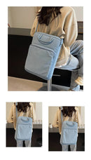 Beige Lightweight Nylon Vertical Crossbody Tote Bag - Casual Shoulder Bag with Adjustable Strap & Pockets