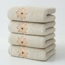 Beige 4-Pack Elegant Orange Floral Embroidered Cotton Hand Towels - Ultra Soft & Absorbent