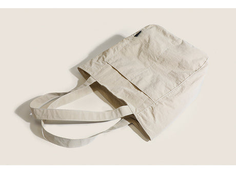 Beige Chic Lightweight Canvas Blend Tote Bag - Stylish Large Capacity Shoulder Bag for Women, Perfect for Commute & Daily Use