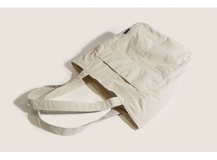 Beige Chic Lightweight Canvas Blend Tote Bag - Stylish Large Capacity Shoulder Bag for Women, Perfect for Commute & Daily Use
