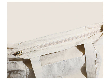 Beige Chic Lightweight Canvas Blend Tote Bag - Stylish Large Capacity Shoulder Bag for Women, Perfect for Commute & Daily Use