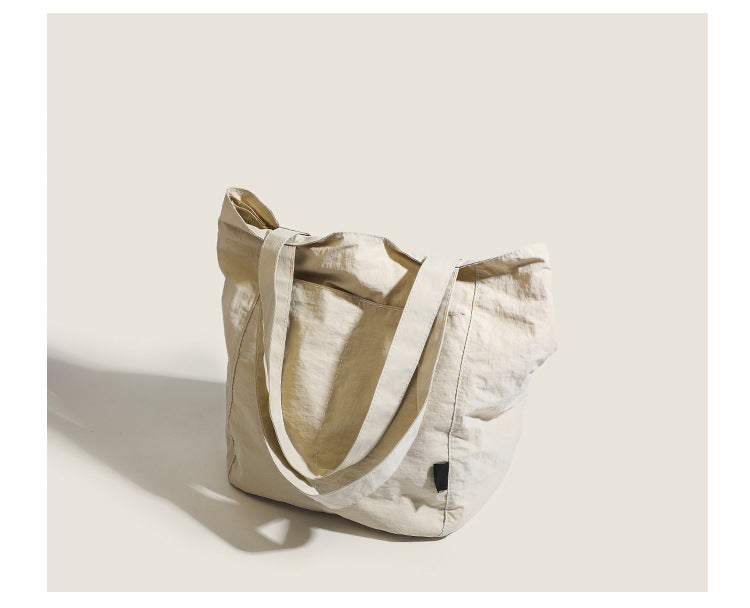 Beige Chic Lightweight Canvas Blend Tote Bag - Stylish Large Capacity Shoulder Bag for Women, Perfect for Commute & Daily Use