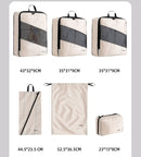 Beige and Black Premium 6-Piece Compression Packing Cubes Set - Lightweight Polyester Travel Organizers for Luggage, Includes Shoe Bag & Toiletry Pouch