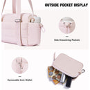 Beige Chic Women's Mini Gym Duffel Bag - Lightweight Nylon Shoulder Tote with Wet Pocket, Multiple Compartments & Removable Pouch