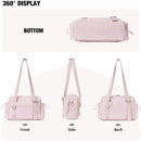 Beige Chic Women's Mini Gym Duffel Bag - Lightweight Nylon Shoulder Tote with Wet Pocket, Multiple Compartments & Removable Pouch