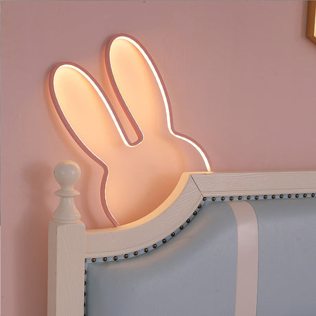 Black 29x30cm Adorable Bunny LED Wall Night Light - USB Powered Warm White Lamp for Kids Room Decor