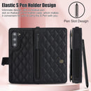 Galaxy Z Fold3 Multi-Functional Leather Wallet Case for Samsung Z Fold Series - Crossbody with Pen Slot, Quilted Design