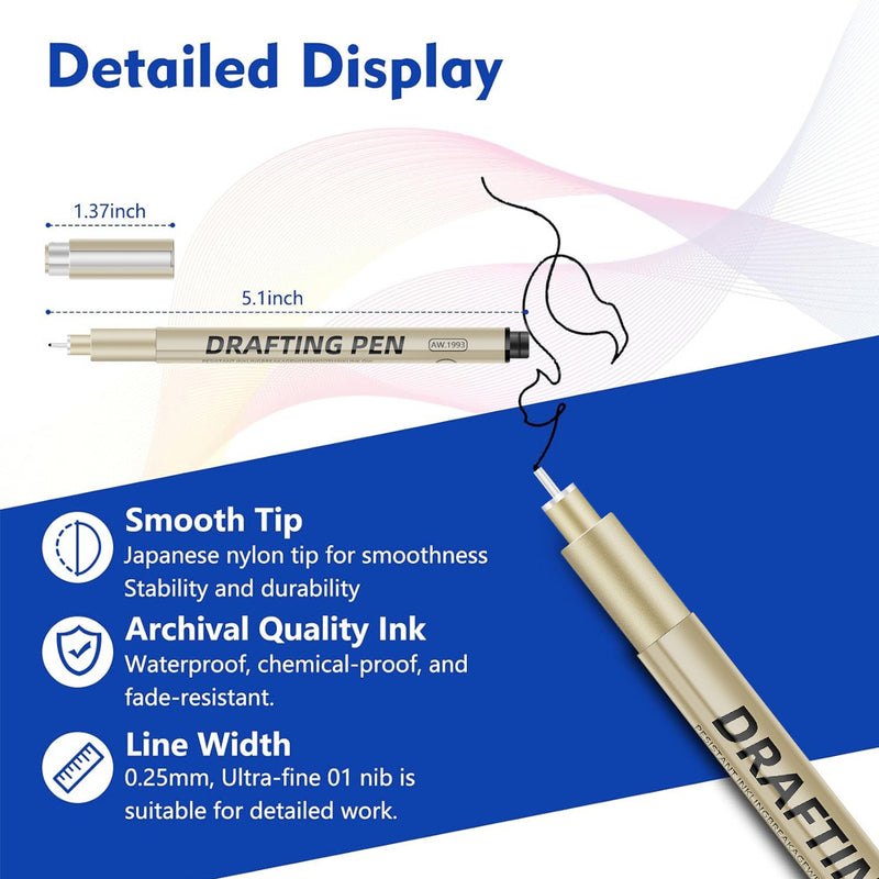 0.3mm 24-Piece Precision Drawing Pen Set - Waterproof Anime Sketching Pens for Students, Assorted Tips