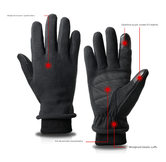 S Pink Warm Windproof Touchscreen Gloves - Anti-Slip Grip for Winter Cycling & Outdoor Sports